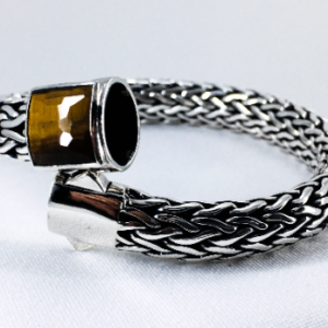 Stunning Tiger Eye Sterling Silver Men's Bracelet